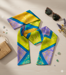 Gilded Geometry - Hand Painted Pure Silk Trending Twilly
