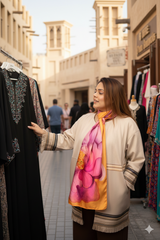 Orange Bloomers - Hand Painted Pure Silk Grand Stole