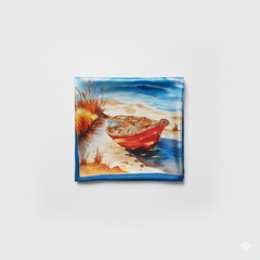 Shoreline Solitude - Hand Painted Pure Silk Petite Square