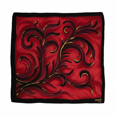 Crimson Pulse - Hand Painted Pure Silk Petite Square
