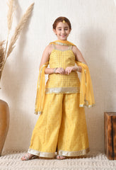 Girls Yellow Ethnic Sharara Set with Dupatta Festive Ethnic Wear for Girls