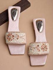 Shoetopia - Embellished Rose-Gold Flats For Women & Girls