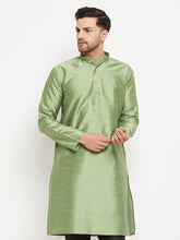 Vastramay - Men's Light Green Silk Blend Kurta