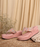 صندل كاجوال أنيق بكعب إسفيني 3 بوصات، مفتوح من الخلف، مقدمة دائرية