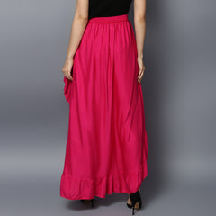 تنورة وبنطلون نسائي من قماش الرايون بلون الفوشيا