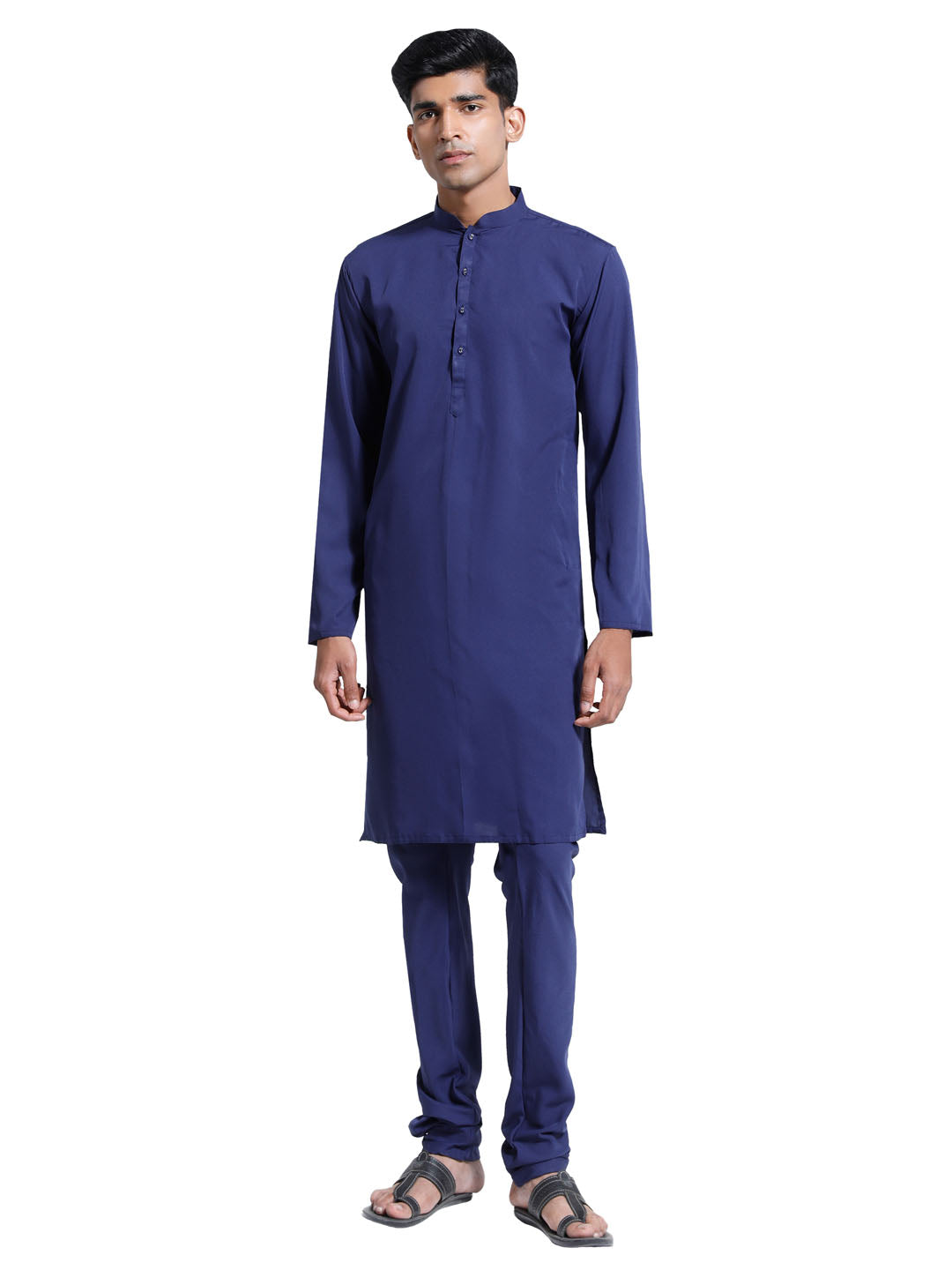 Vastramay - Men's Navy Blue Crepe Kurta And Pyjama