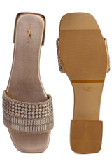 Casual Pink Open Toe Flats Square Toe Slip-On Flats