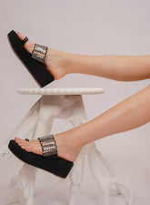 صندل أنيق مفتوح من الخلف بكعب إسفيني 3 بوصات