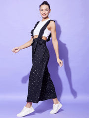 Women's Black Heart Print Pinafore Jumpsuits (T Shirt not included)