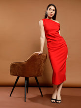 One Shoulder Scuba Bodycon Midi Dress