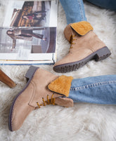 Beige Block Solid Regular Boots