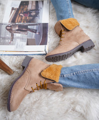 Beige Block Solid Regular Boots