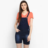 Women's Stretchable Denim Washed effect Shorts Style Dungarees(inner not provided)