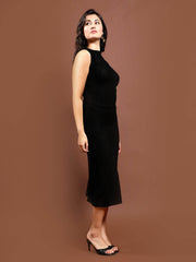 Women's Solid Bodycon Midi Dress