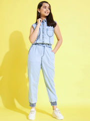 Girls Denim Jumpsuit