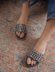 Casual Black One Toe Flats Round Toe Slip-On Flats