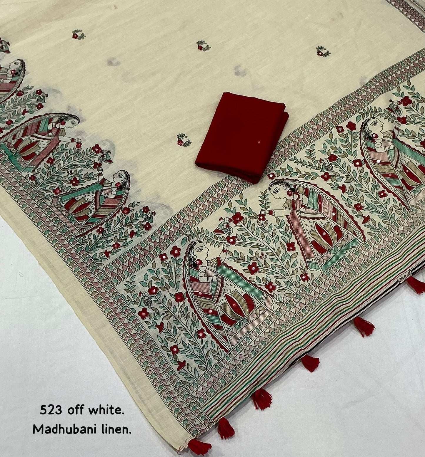 Soft linen saree with shaded style prints.