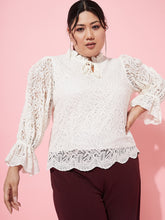 Plus Size Self Designed Tie-Ups Bell Sleeves Top