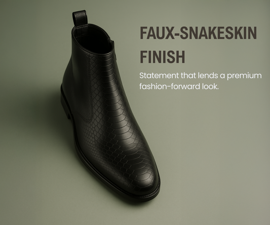 ORION-X Men's Vegan Leather Chelsea Boots Classic Almond Toe Ankle Boots with Textured Finish | Formal & Smart Casual Boots