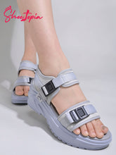Shoetopia Comfortable & Sporty Grey Sandals For Women & Girls