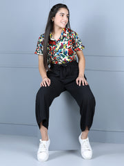 Girls Polyester Colour Blocked Jumpsuit