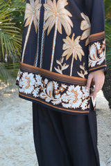 Midnight Oasis Contemporary Black Plam Tree Printed Co-Ord Set