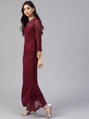 Burgundy Lace Maxi Dress