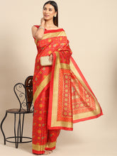 Women's Art Silk Red WovenDesign DesignerSaree With Blouse Piece