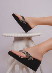 صندل أنيق مفتوح من الخلف بكعب إسفيني 3 بوصات