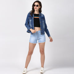 Women's Hand Painted Denim Jacket-Pop