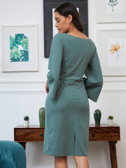 Green Scuba Formal Sheath Dress