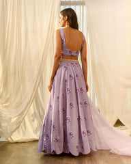 Very Peri Lilac Sequins Kali Lehenga Set