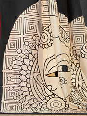 ساري نسائي من الحرير البهجالبوري الأحمر المطبوع بتصميم أنيق مع قطعة بلوزة