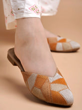 Shoetopia - Ethnic Orange Flat Mules For Women & Girls