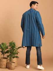 Shvaas By Vastramay - Men's Indigo Blue Cotton Kurta