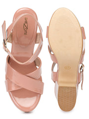 صندل أنيق وعصري بكعب عريض 3 بوصات مع حلقة للكاحل ومقدمة مستديرة