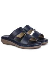 Casual Blue Open Toe Flats Round Toe Slip-On Flats