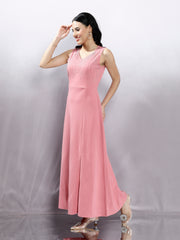 Women Embellished Pink Maxi Dress