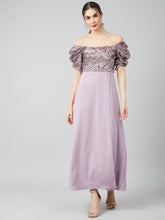 Women Lavender Embellished Maxi Dress