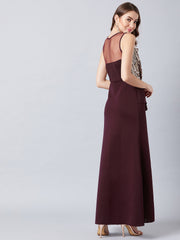 Burgundy Embellished Maxi Dress