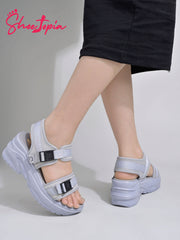 Shoetopia Comfortable & Sporty Grey Sandals For Women & Girls