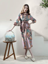 Floral Print Linen Shirt Midi Dress
