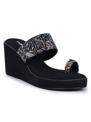 صندل أنيق مفتوح من الخلف بكعب إسفيني 3 بوصات