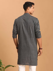 Vastramay - Men's Grey Cotton Kurta
