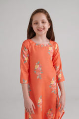 Bright Orange Dhoti Jumpsuit Kids