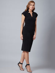 Women Black Solid Sheath Dress