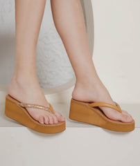 Casual Fashion Sandals 3 Inches Wedge Open Back Round Toe Heels