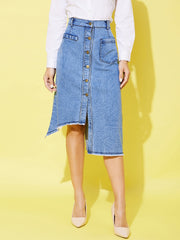 Women's Denim Hi Lo Skirt