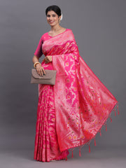 Banarasi Silk Saree with Floral Zari Weaving - Festive Traditional Elegance for Weddings & Celebrations