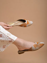 Shoetopia - Ethnic Orange Flat Mules For Women & Girls